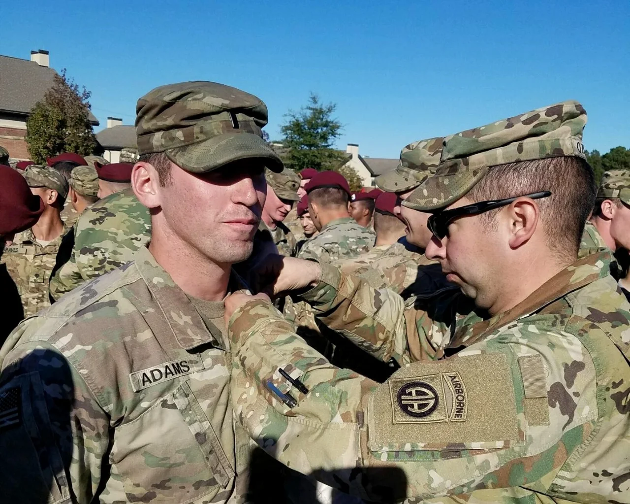 Ryan Adams during a pinning ceremony in Army uniform