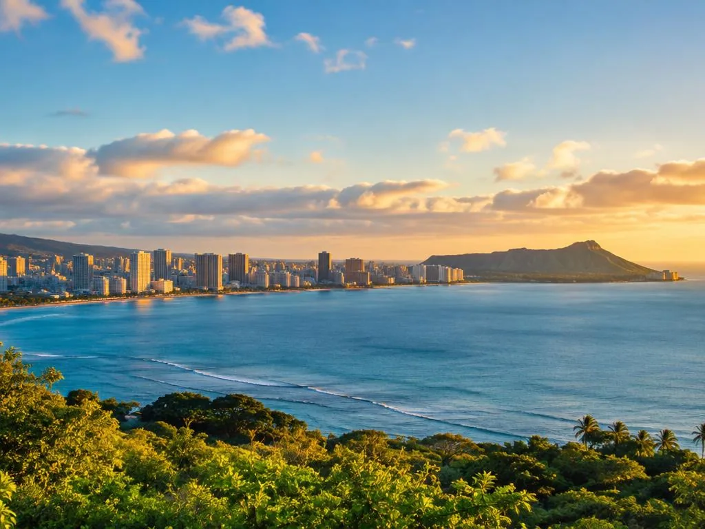Honolulu skyline and Diamond Head
