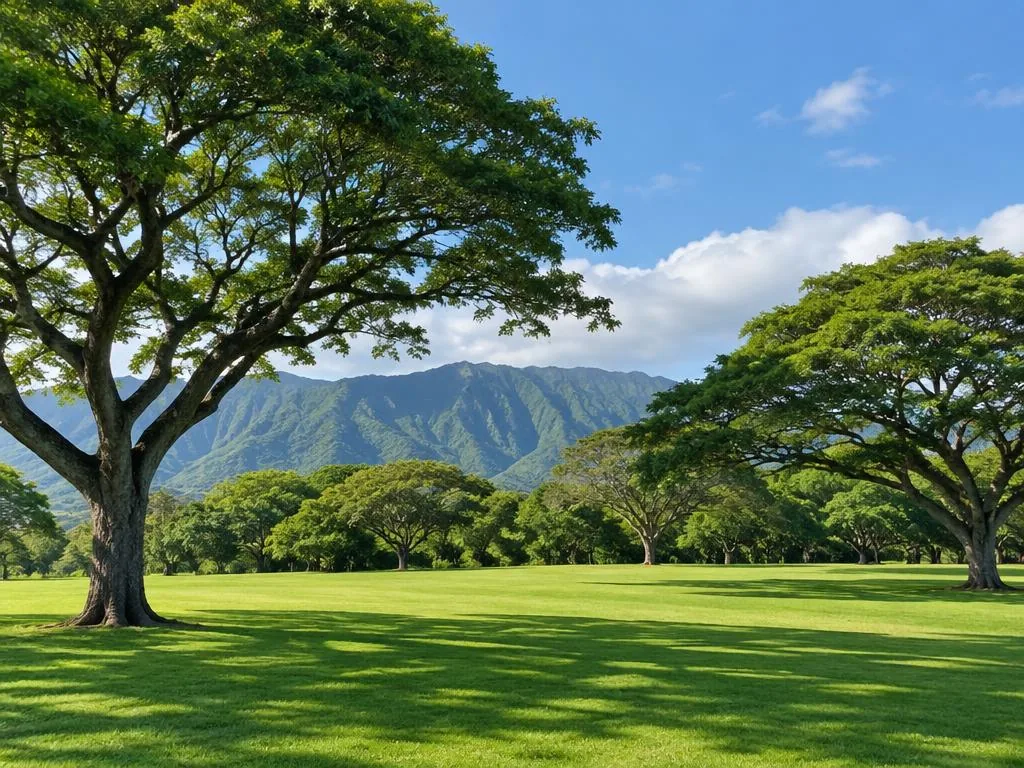 Central Oʻahu park and mountain landscape